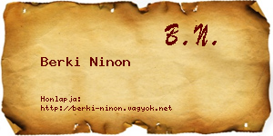 Berki Ninon névjegykártya